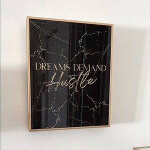 Black Marble and Gold Motivational Wall Modern Art - Dreams Demand Hustle